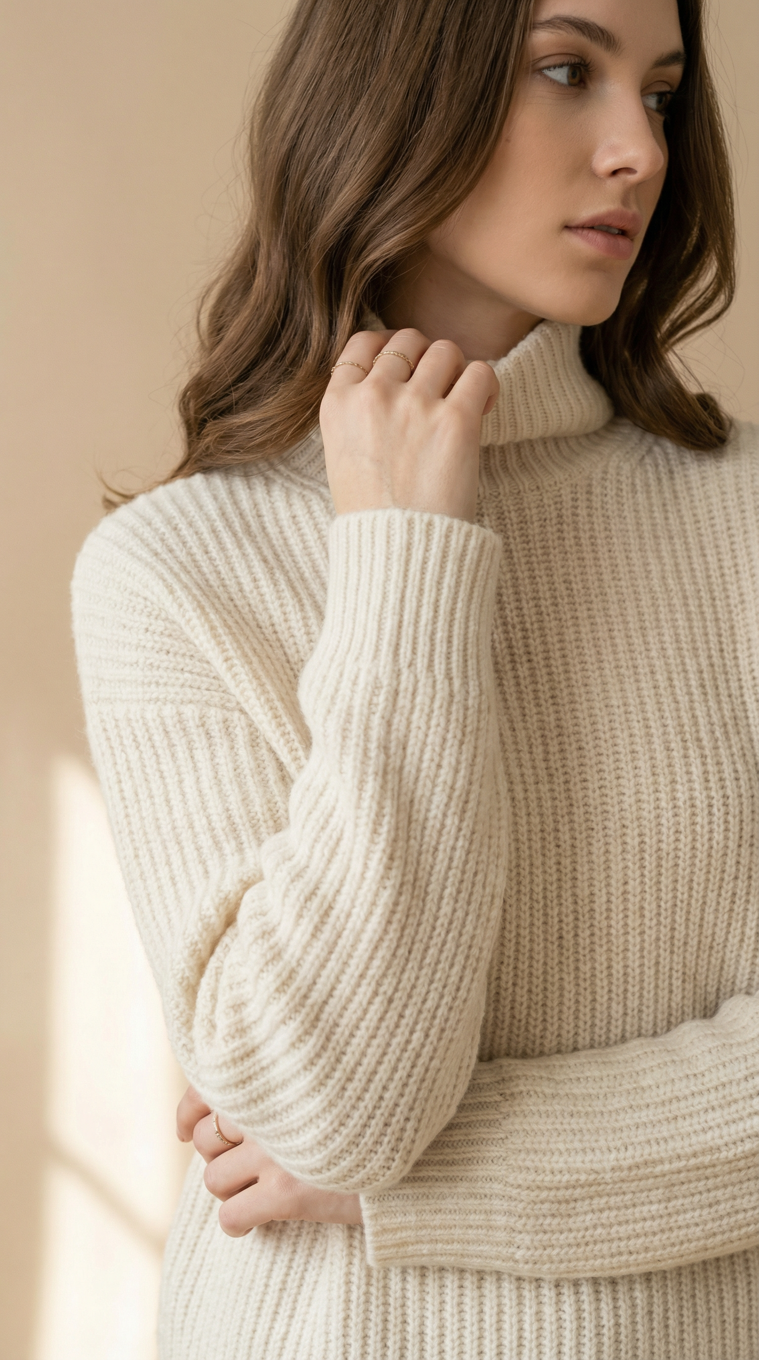 Pull Mérinos Écru - Détail